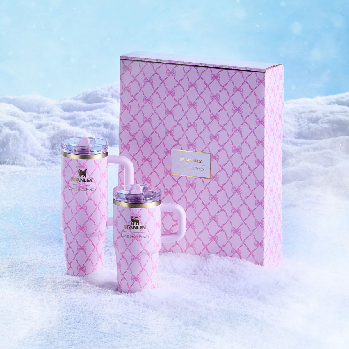 Stanley 1913 Stanley 1913 x LoveShackFancy Holiday The Quencher® Details ProTour Tumbler Set 2-pack in Baby Bow Pink Peppermint