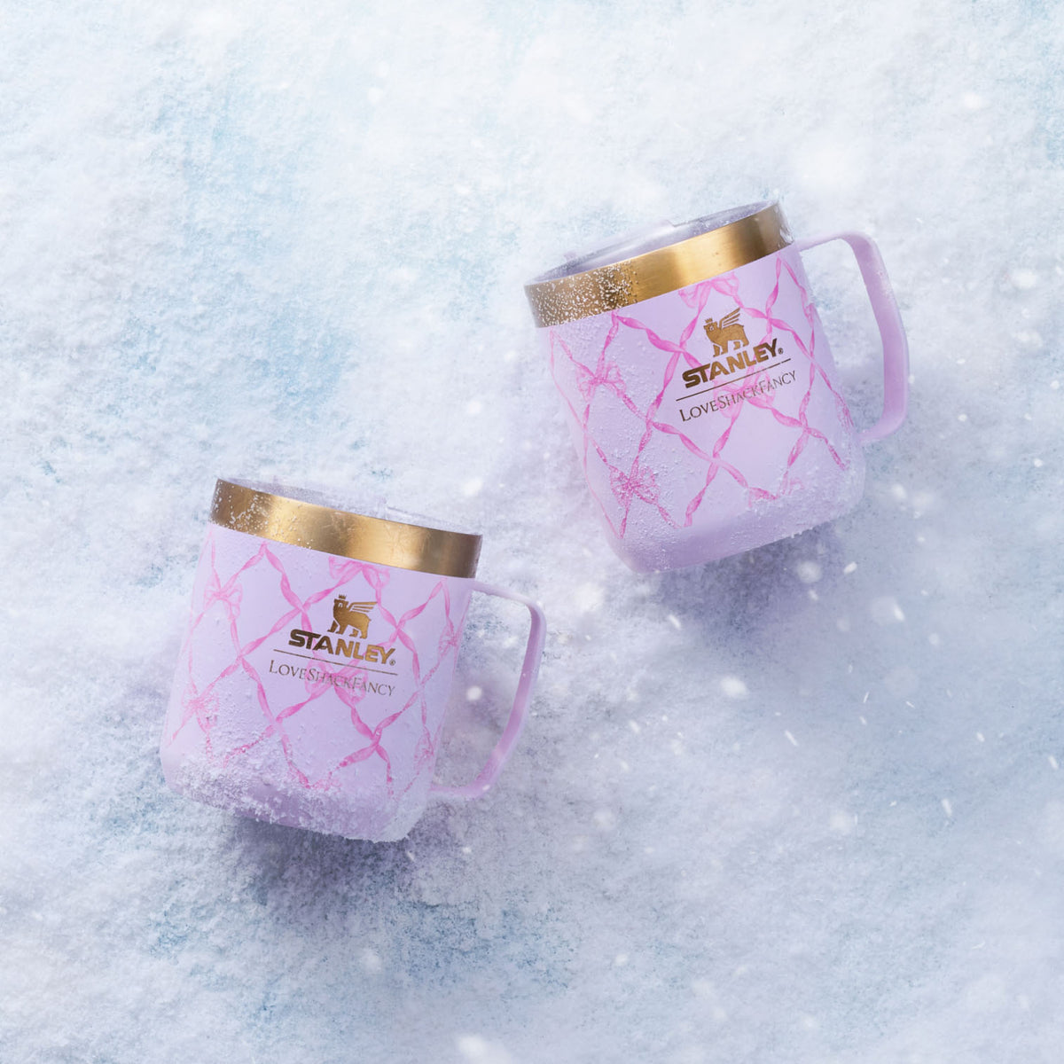 Stanley 1913 Stanley 1913 x LoveShackFancy Holiday Everyday Camp Mug Set 12 OZ in Baby Bow Pink Peppermint | View 4