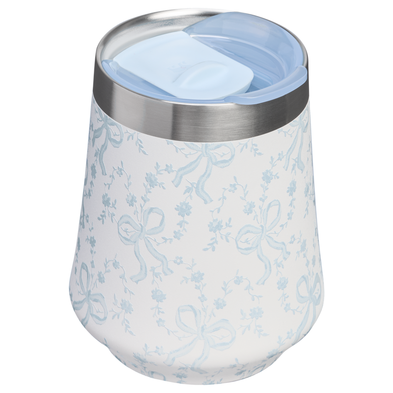 Stanley 1913 Stanley 1913 x LoveShackFancy Holiday The Reserve Wine Tumbler Set 11 OZ (2-pack) in Coquette Bow Winter Ice | Back View