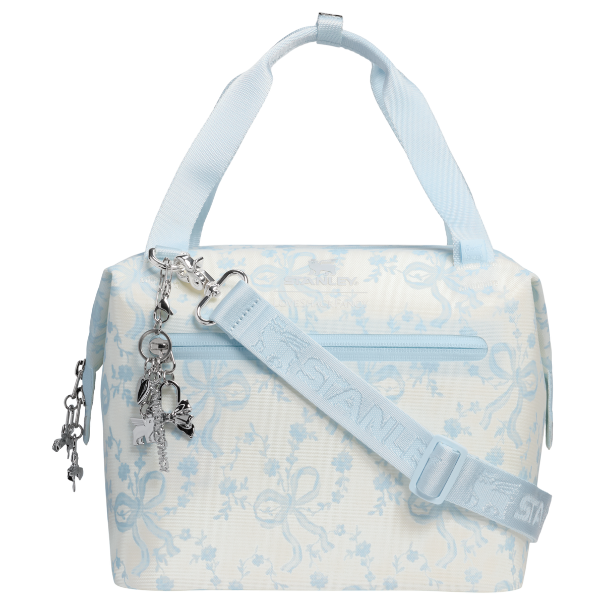 Stanley 1913 Stanley 1913 x LoveShackFancy Holiday All Day Julienne Mini Cooler 10 Can 7.4 QT 7.0 L in Coquette Bow Winter Ice | Front View