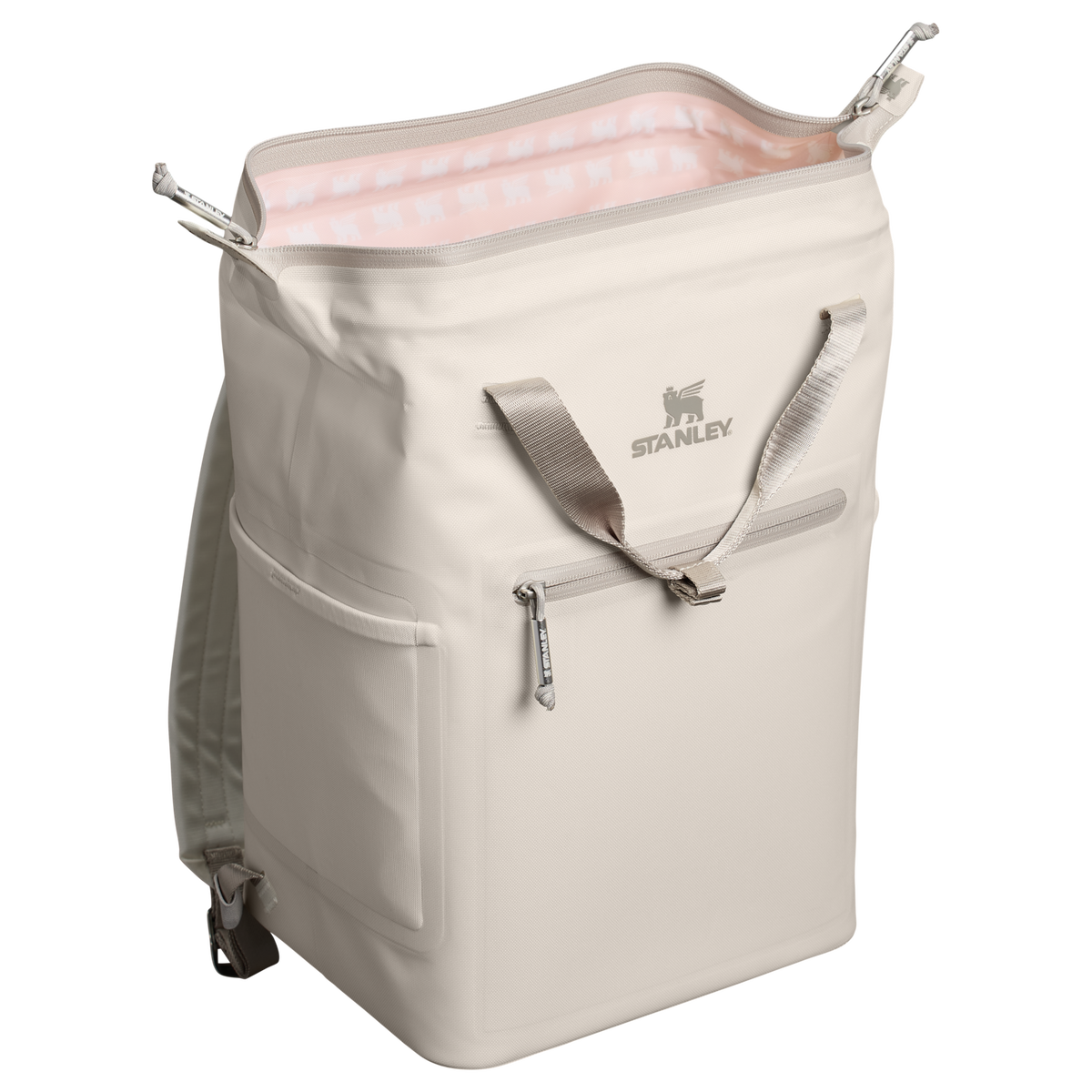 Stanley 1913 The All Day Madeleine Mini Cooler Backpack 20 Can 14 QT 13.2 L in Cream | Open View