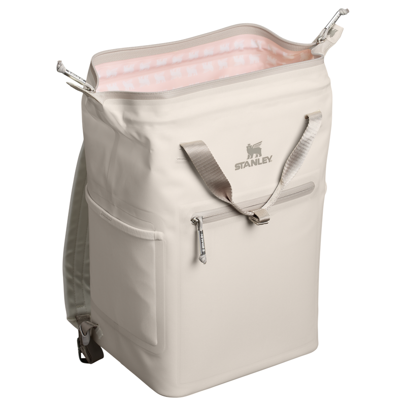 Stanley 1913 The All Day Madeleine Mini Cooler Backpack 20 Can 14 QT 13.2 L in Cream | Open View