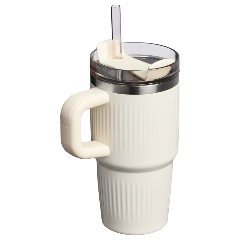 Stanley 1913 The Quencher® H2.0 Fluted Tumbler with Handle 20 OZ in Cream Gloss | Back View