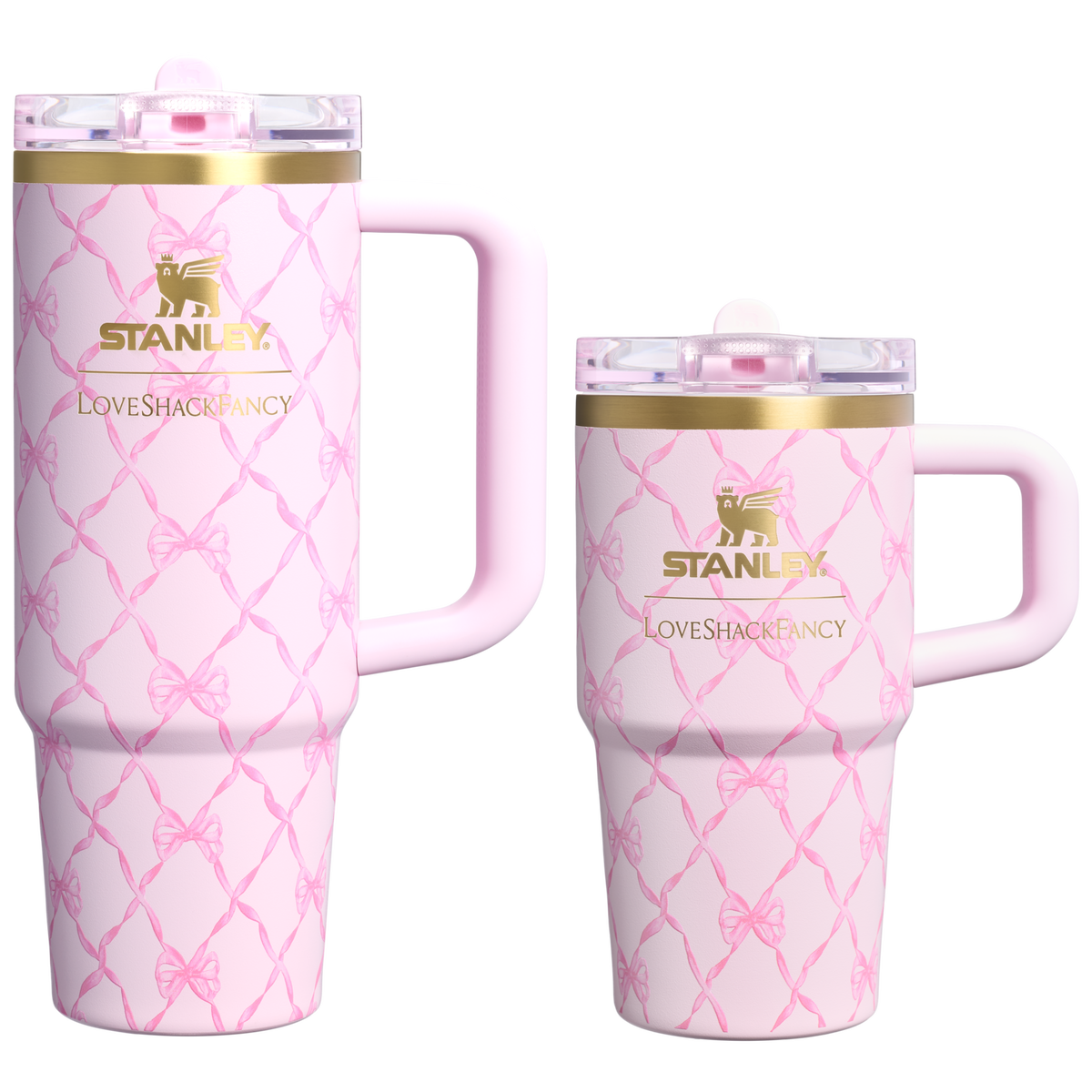 Stanley 1913 Stanley 1913 x LoveShackFancy Holiday The Quencher® Details ProTour Tumbler Set 2-pack in Baby Bow Pink Peppermint | Front View