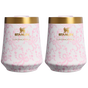 Swatch for Stanley 1913 Stanley 1913 x LoveShackFancy Holiday The Reserve Wine Tumbler Set 11 OZ (2-pack) in Coquette Bow Chantilly | Front View