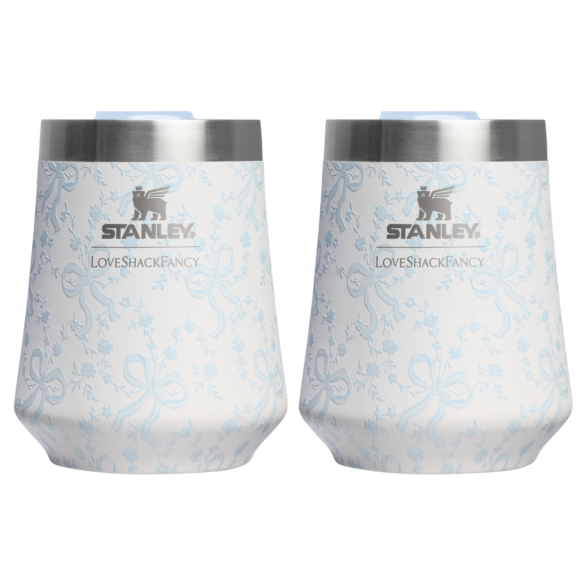 Stanley 1913 Stanley 1913 x LoveShackFancy Holiday The Reserve Wine Tumbler Set 11 OZ (2-pack) in Coquette Bow Winter Ice | Front View