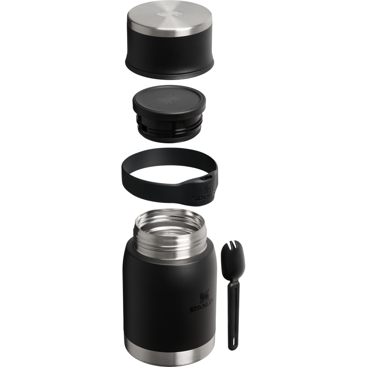 Stanley 1913 Adventure To-Go Food Jar + Spork 24 OZ in Black 2.0 | Cross Section View