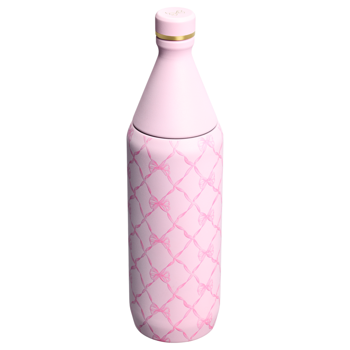 Stanley 1913 Stanley 1913 x LoveShackFancy Holiday All Day Slim Bottle 34 OZ in Baby Bow Pink Peppermint | Back View