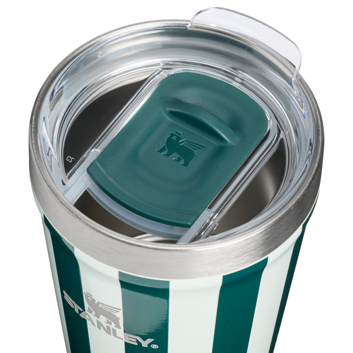 Stanley 1913 The Everyday Tumbler 16 OZ in Wintergreen Peppermint Stripe | Lid Detailed View