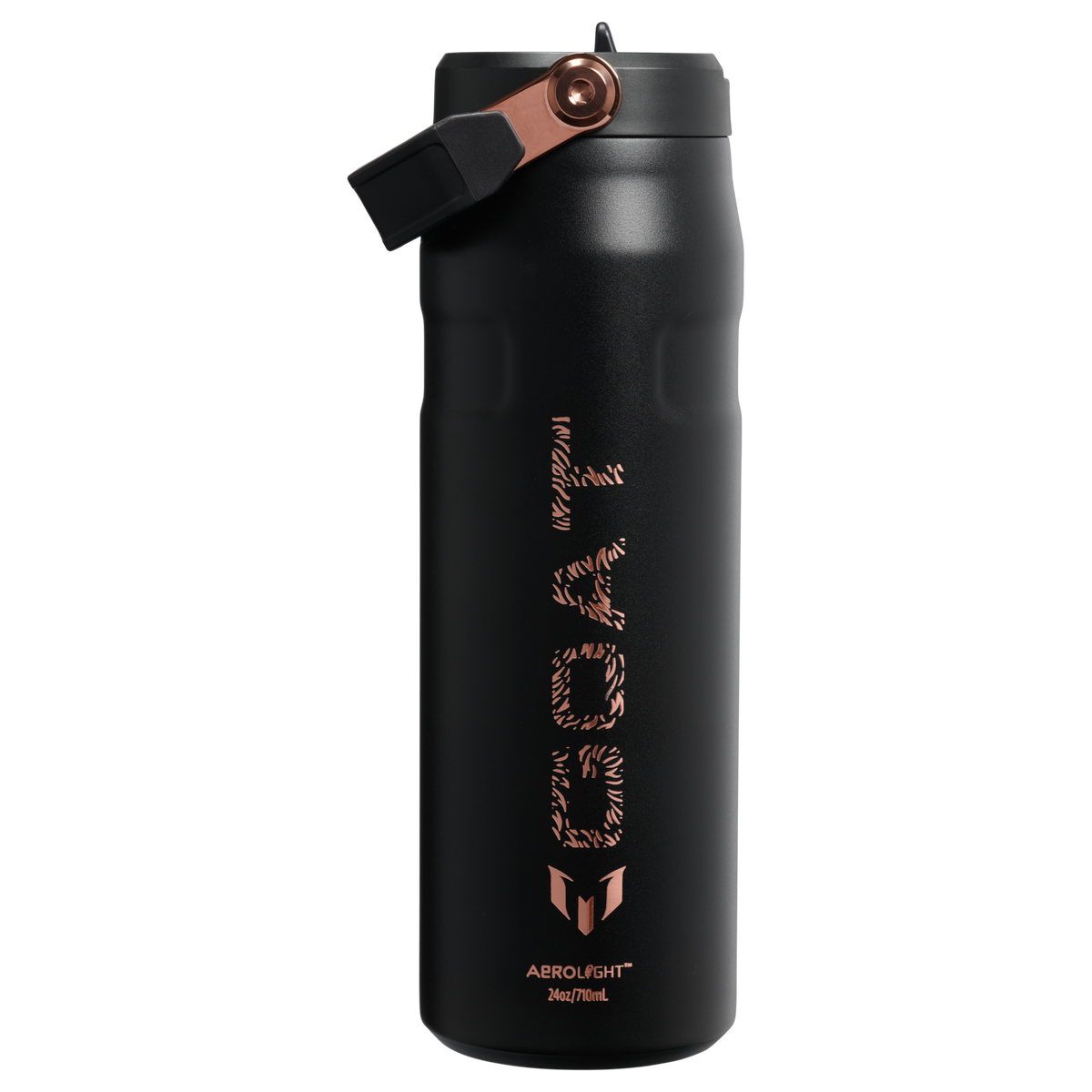 Stanley 1913 The Messi x Stanley IceFlow™ Flip Straw 2.0 Bottle 24 OZ in Messi GOAT Black | Back View