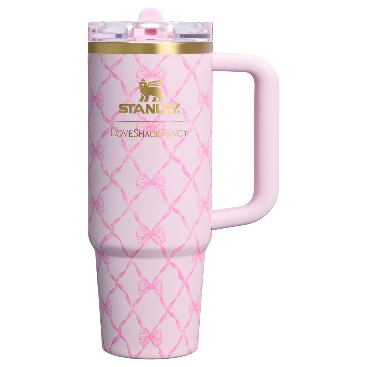 Stanley 1913 Stanley 1913 x LoveShackFancy Holiday The Quencher® Details ProTour Tumbler Set 2-pack in Baby Bow Pink Peppermint | Front View