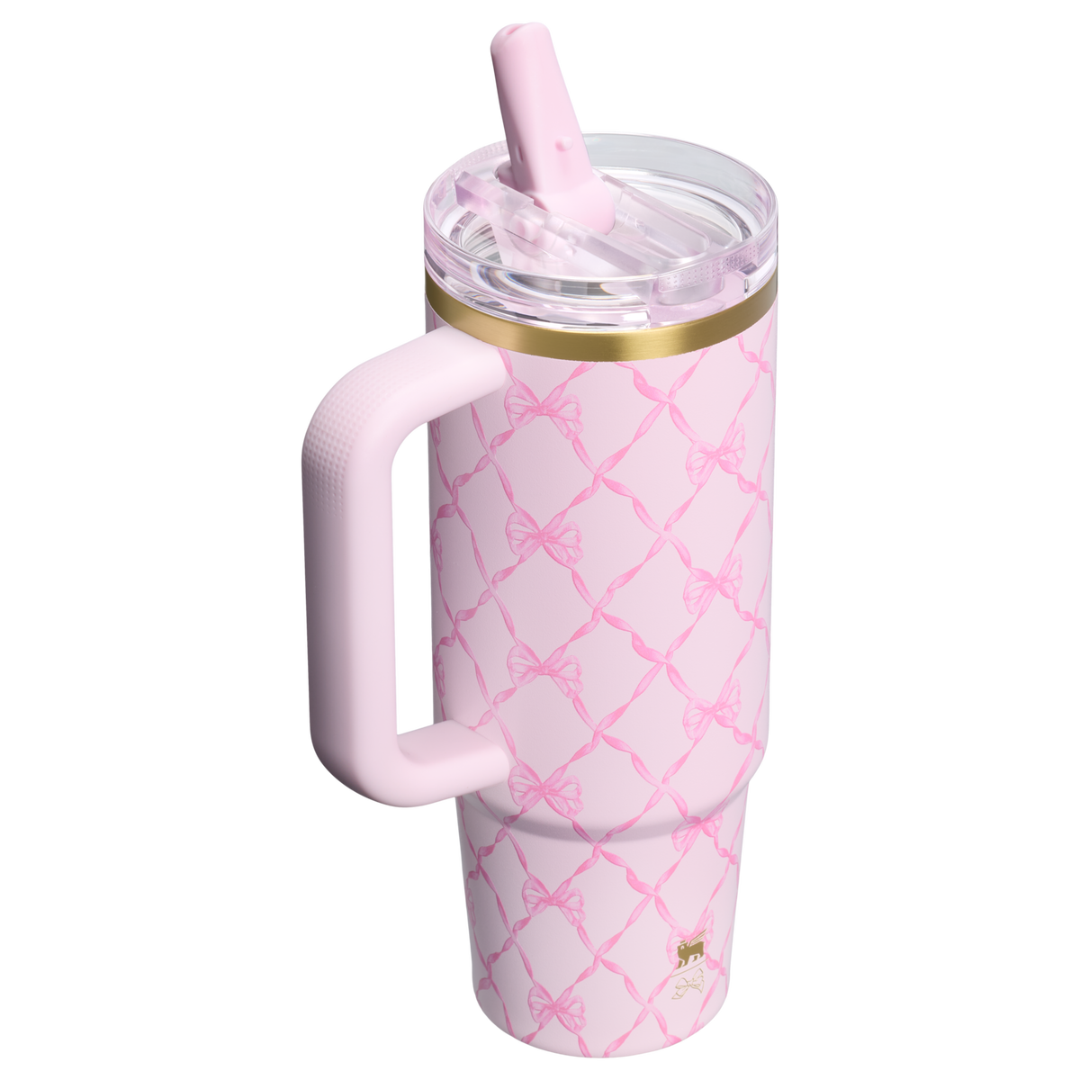 Stanley 1913 Stanley 1913 x LoveShackFancy Holiday The Quencher® Details ProTour Tumbler Set 2-pack in Baby Bow Pink Peppermint | Back View
