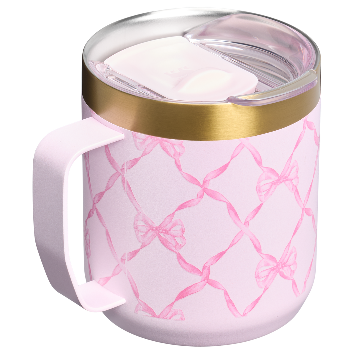Stanley 1913 Stanley 1913 x LoveShackFancy Holiday Everyday Camp Mug Set 12 OZ in Baby Bow Pink Peppermint | Back View