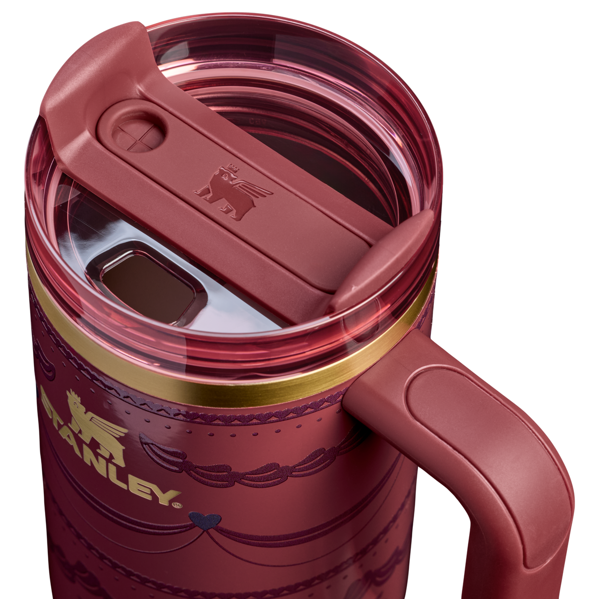 Stanley 1913 The Valentine’s Day Quencher H2.0 Flowstate™ Tumbler 30 OZ in Red Velvet Cake | Lid Detailed View