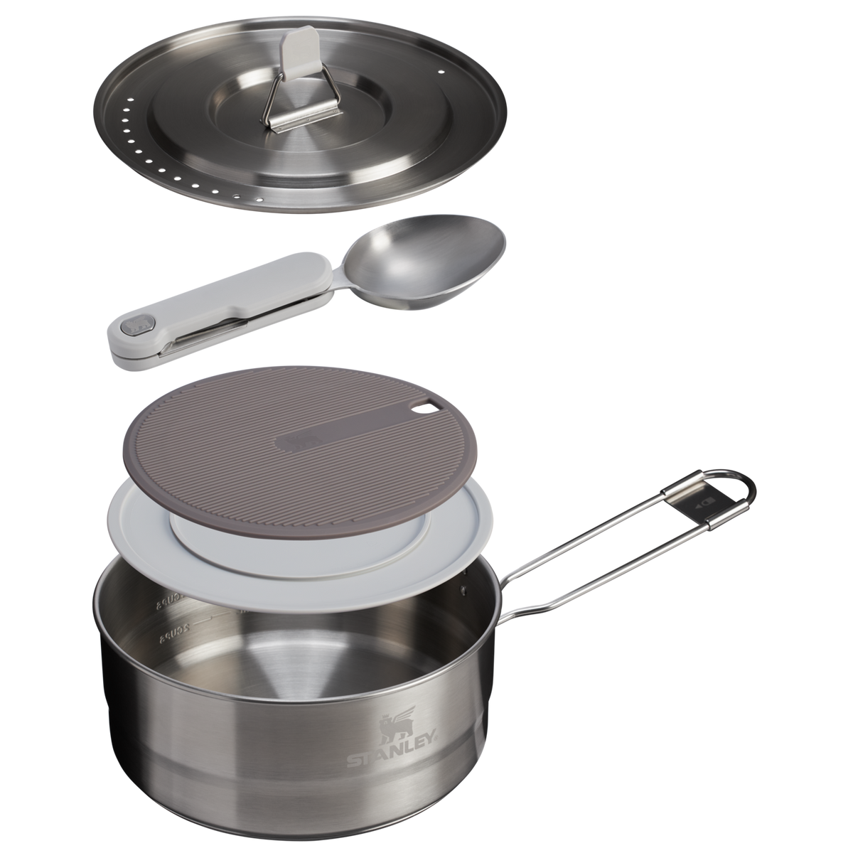 Stanley 1913 The Wildfare Go Two Bowl Prep & Cook Set 14-piece set 1.65 QT in Shale + Charcoal | Cross Section View