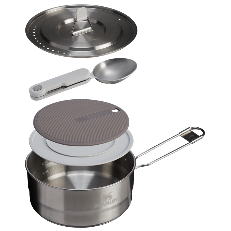 Stanley 1913 The Wildfare Go Two Bowl Prep & Cook Set 14-piece set 1.65 QT in Shale + Charcoal | Cross Section View