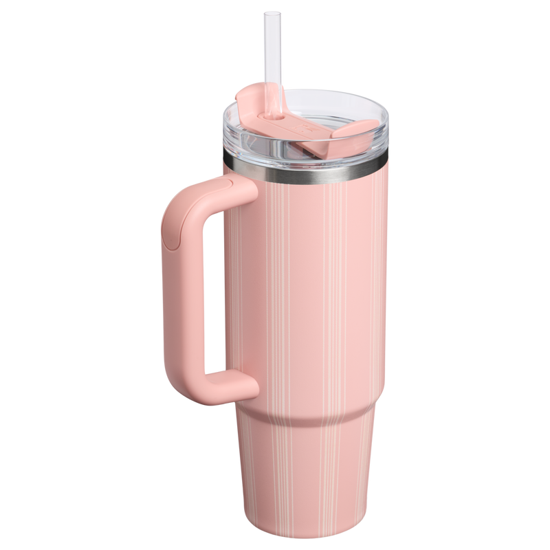 Stanley 1913 The Quencher H2.0 Flowstate™ Tumbler 30 OZ in Peach Rose Picnic Stripe | Back View