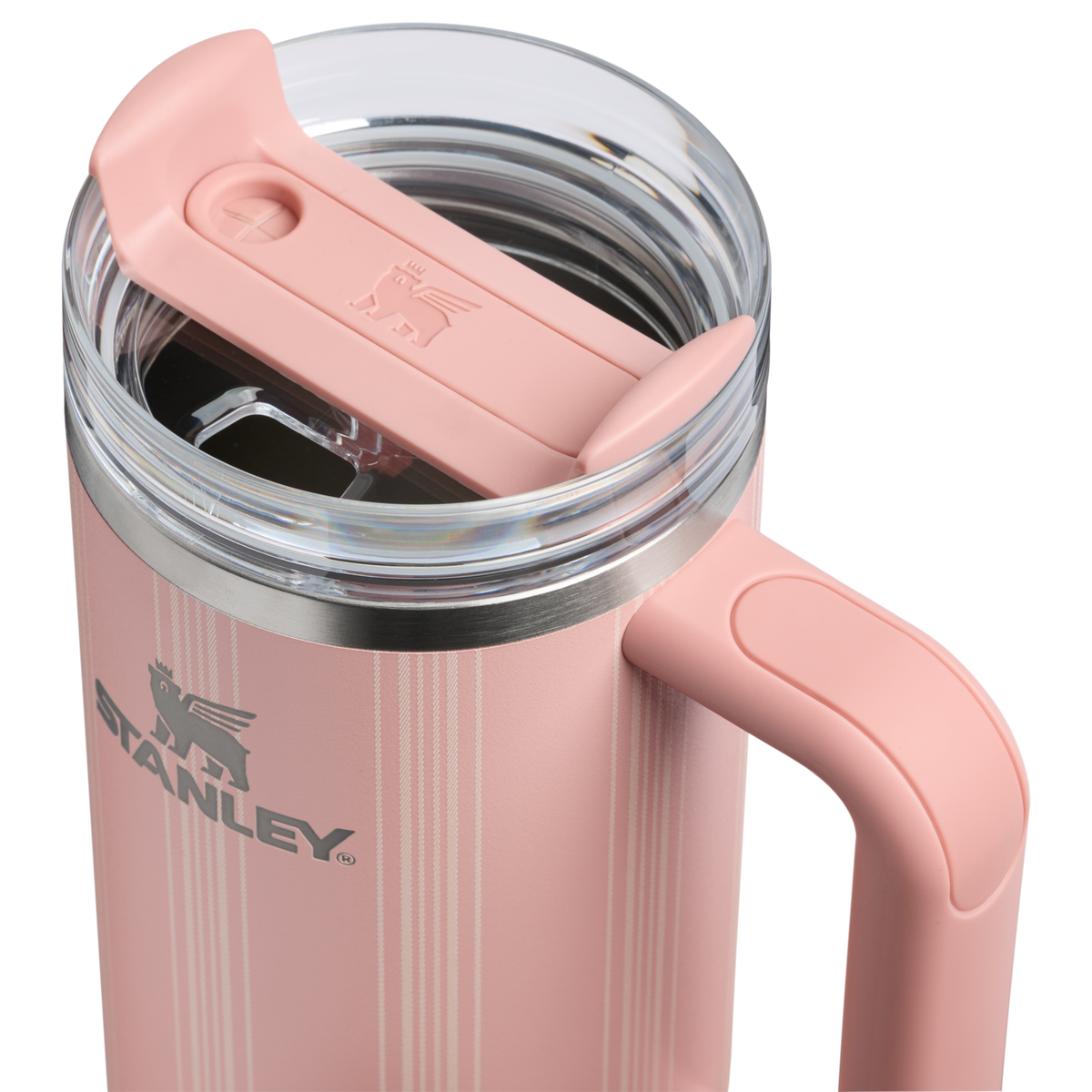 Stanley 1913 The Quencher H2.0 Flowstate™ Tumbler 30 OZ in Peach Rose Picnic Stripe | Lid Detailed View