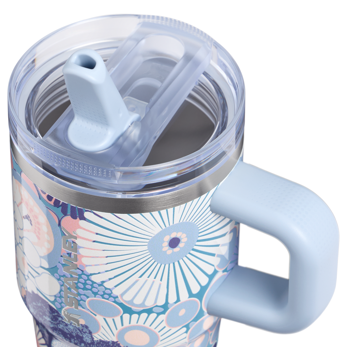 Stanley 1913 The Quencher ProTour Flip Straw Tumbler 20 OZ in Blue Dream Wildflower | Lid Detailed View